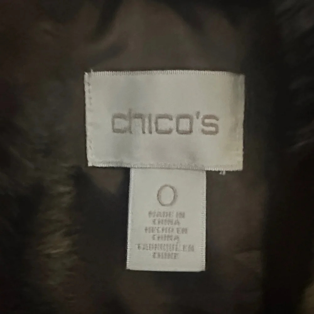 Chico's Striped Faux Fur Vest - Brown and Black - Picture 2 of 8